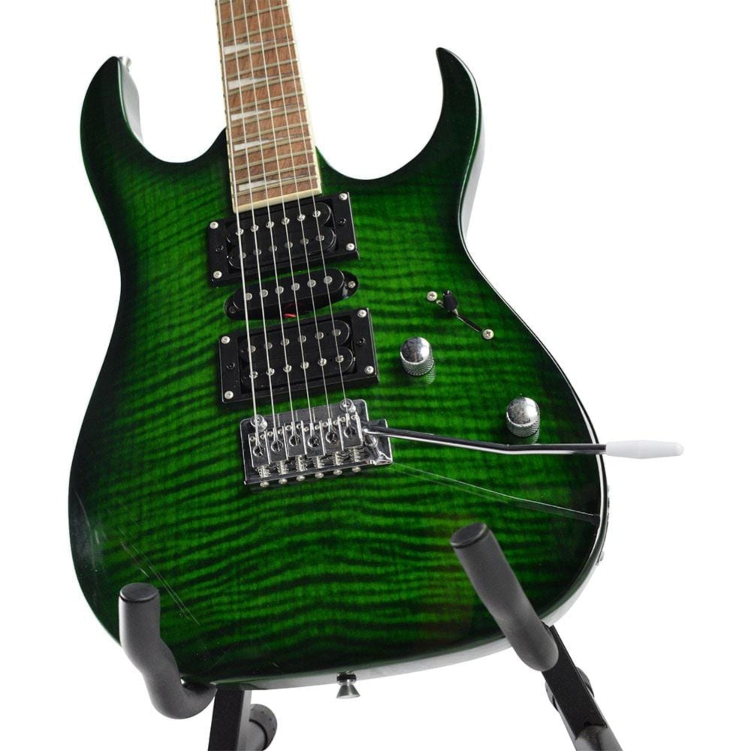 vault electric guitars vault rg1 soloist premium electric guitar#color_transparent-green-burst,fretboard_indian-laurel
