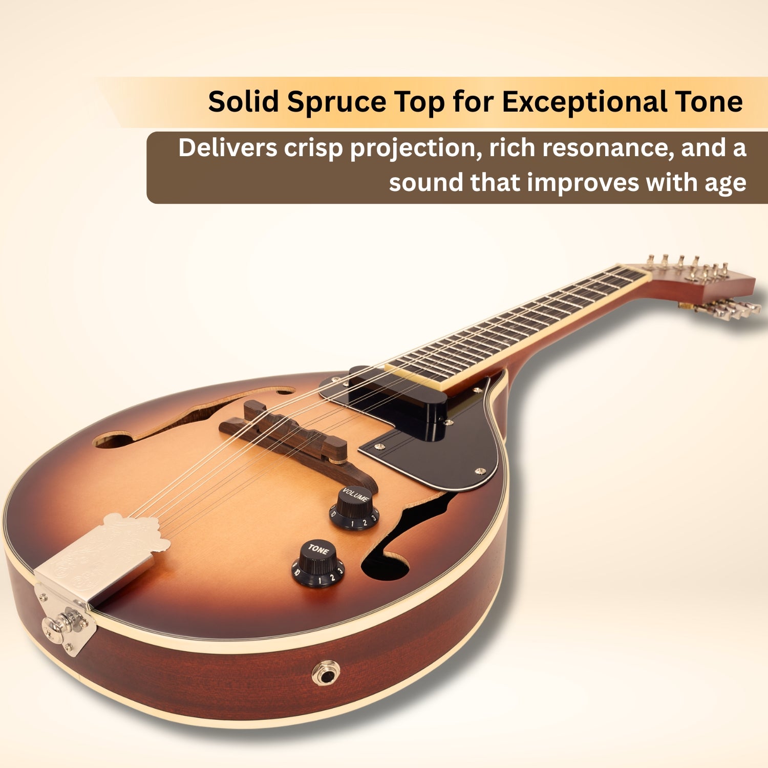 Vault Sajni A-Style Solid Spruce Top Electro-Acoustic Mandolin – Tobacco Sunburst, with Bag