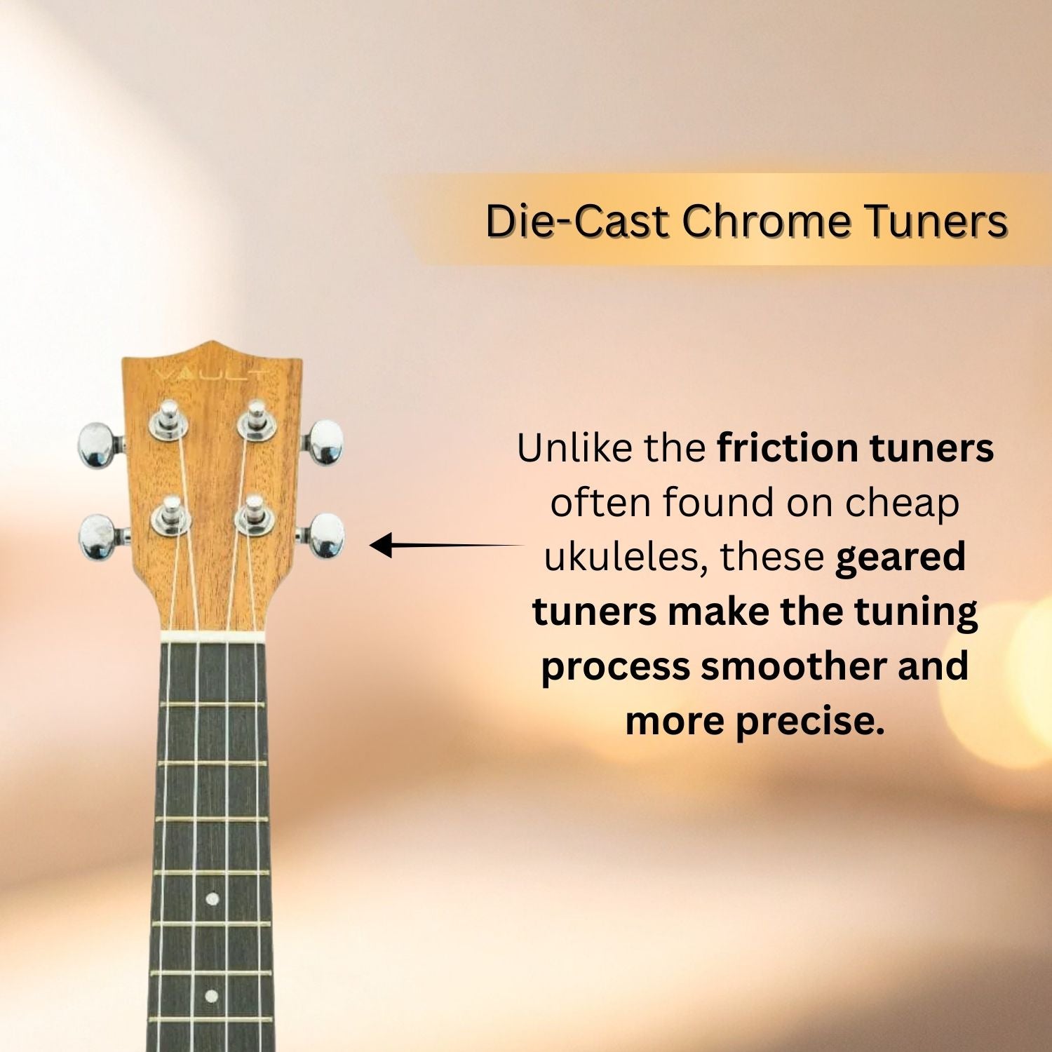 Vault UK-100C 24 inch Arched Back Concert Ukulele With Gig Bag