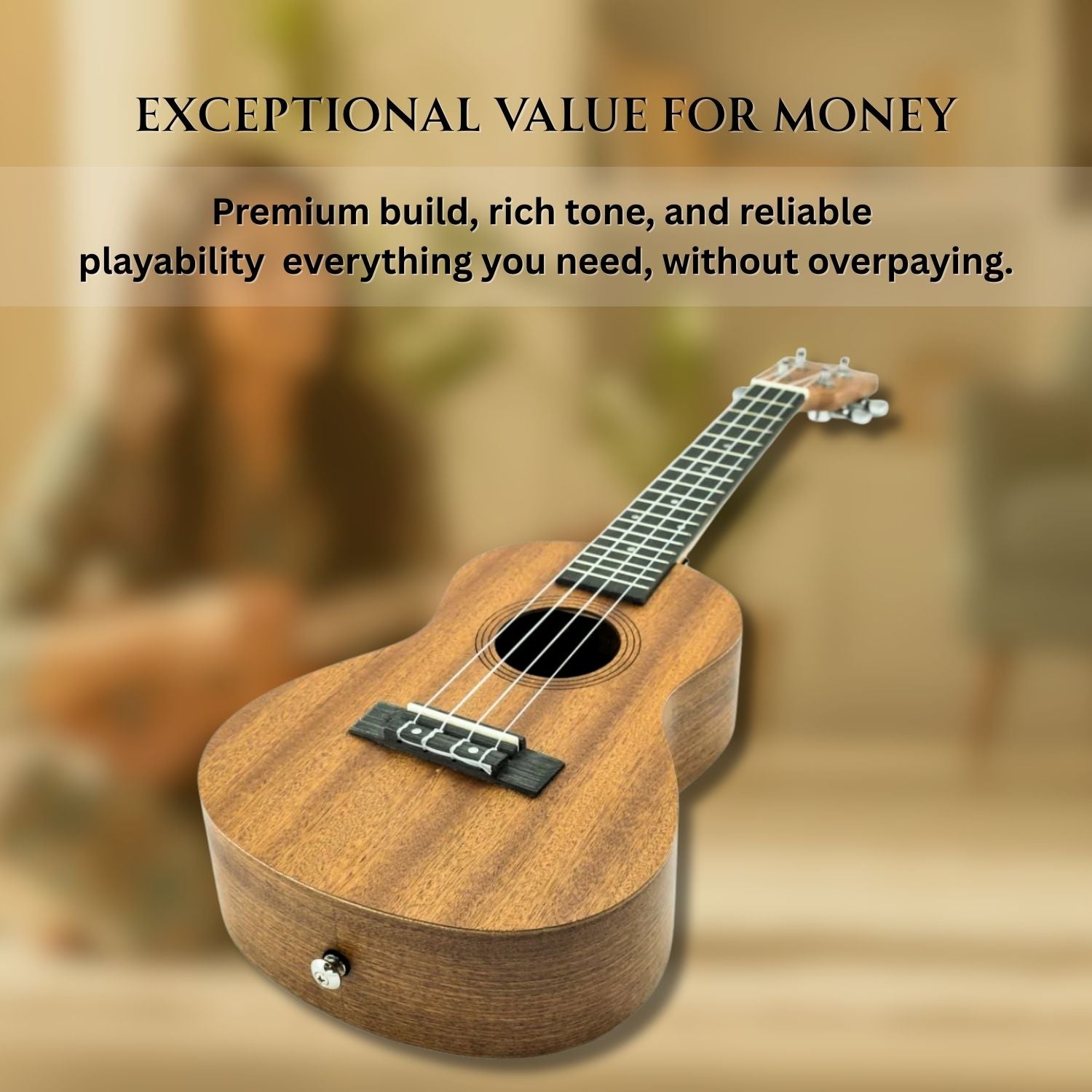 Vault UK-100C 24 inch Arched Back Concert Ukulele With Gig Bag