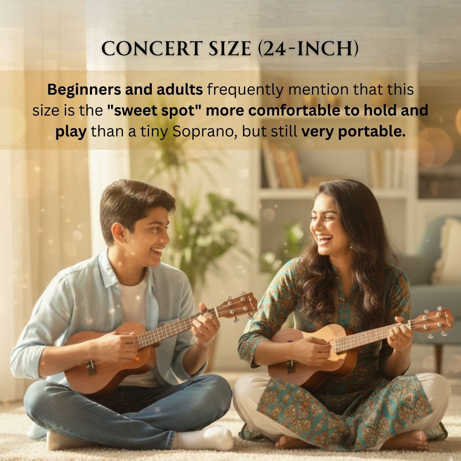 Vault UK-100C 24 inch Arched Back Concert Ukulele With Gig Bag