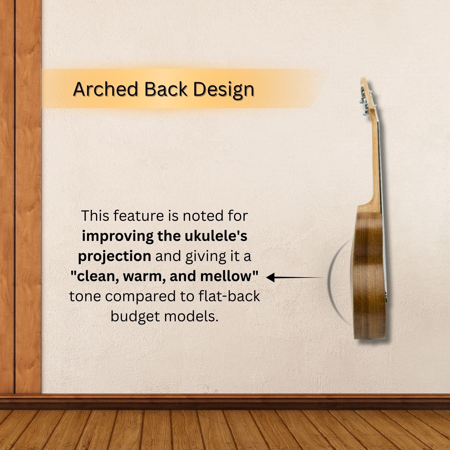 Vault UK-100C 24 inch Arched Back Concert Ukulele With Gig Bag