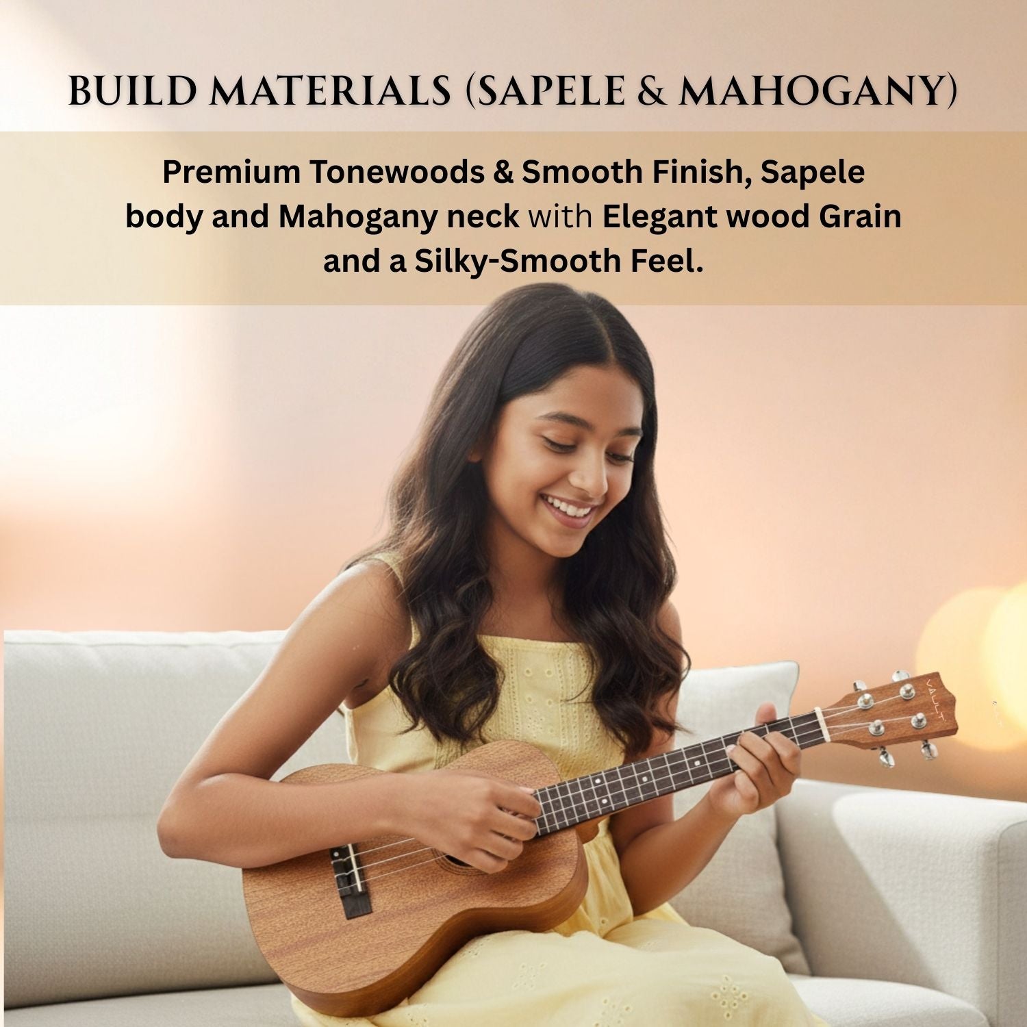 Vault UK-100T 26-inch Arched Back Tenor Ukulele With Gig Bag & Ebook