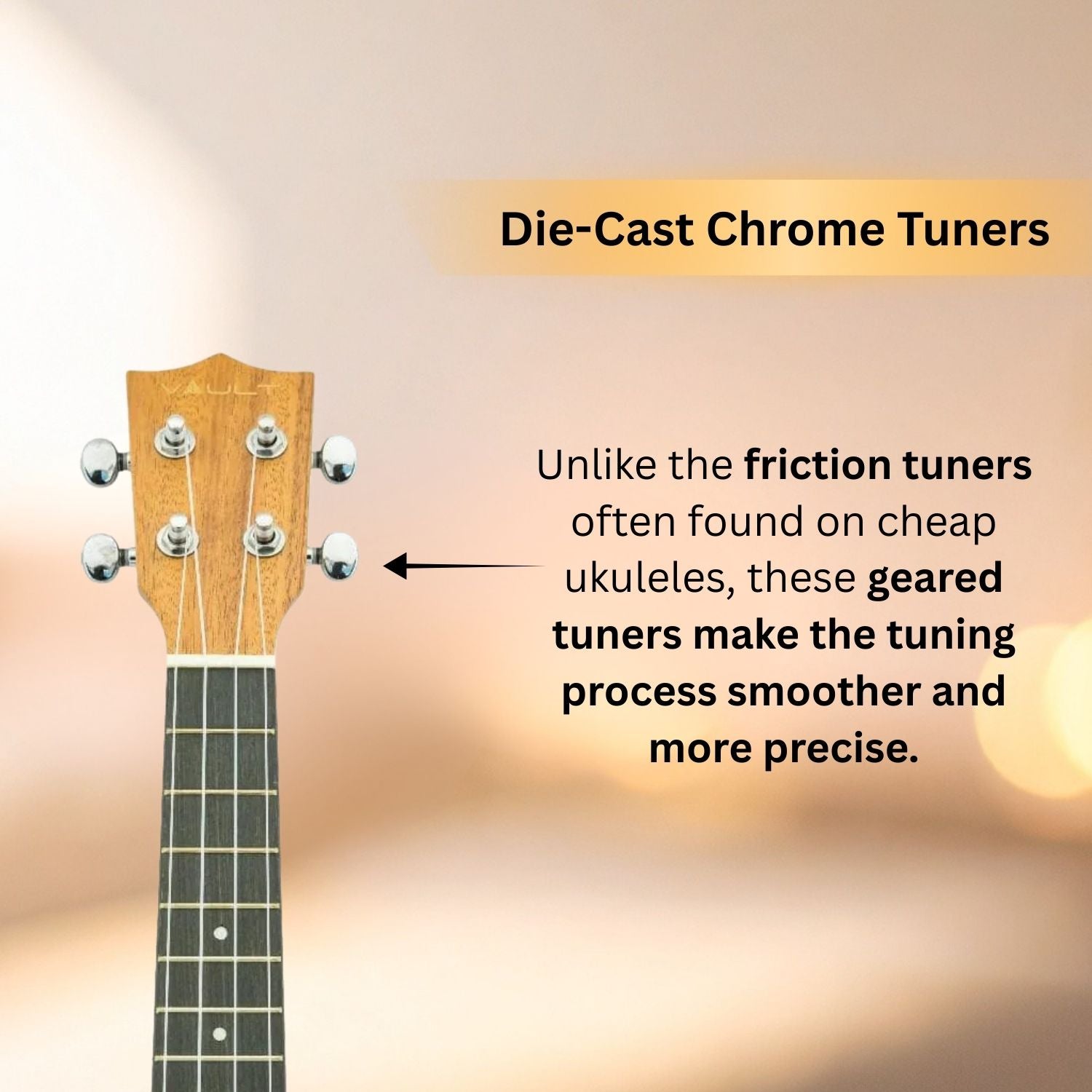 Vault UK-100T 26-inch Arched Back Tenor Ukulele With Gig Bag & Ebook