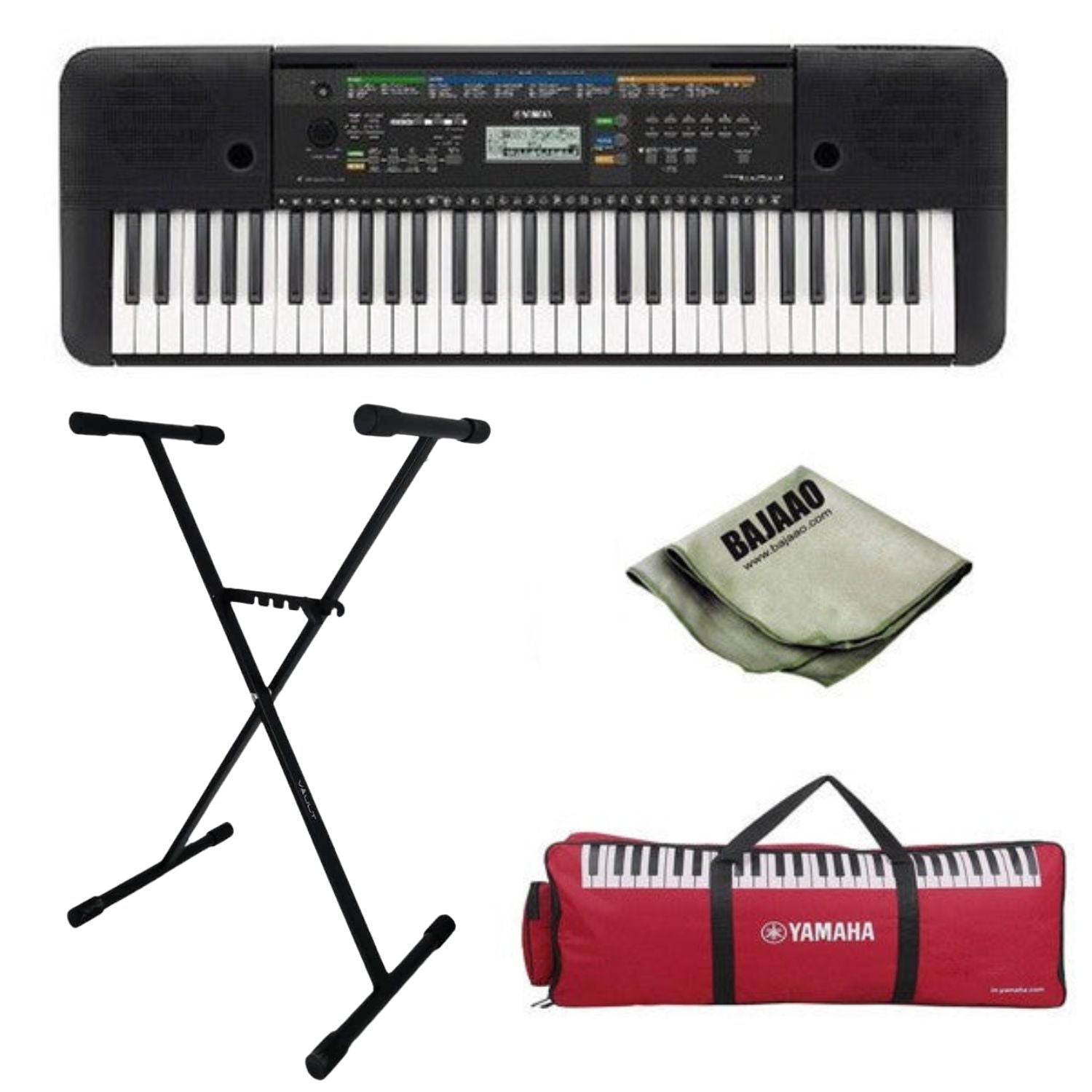 Yamaha PSR-E253 61-Key Portable Keyboard with Stand, Polishing Cloth and Gig Bag