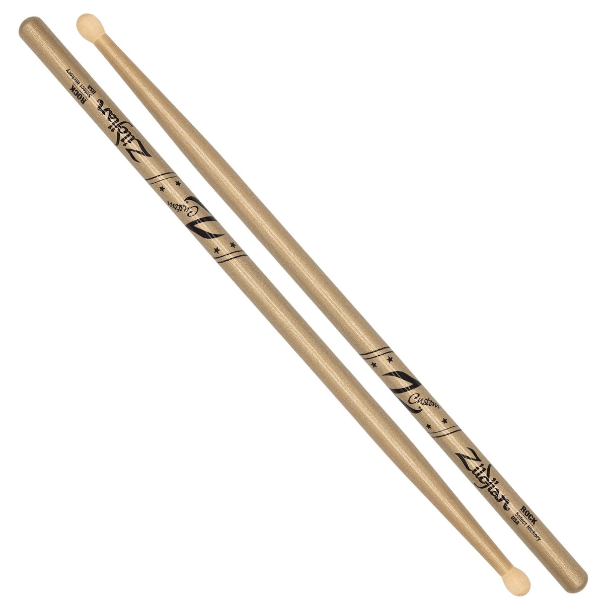 Zildjian Z Custom Limited Edition Rock Wood Tip Drumstick - Gold Chroma