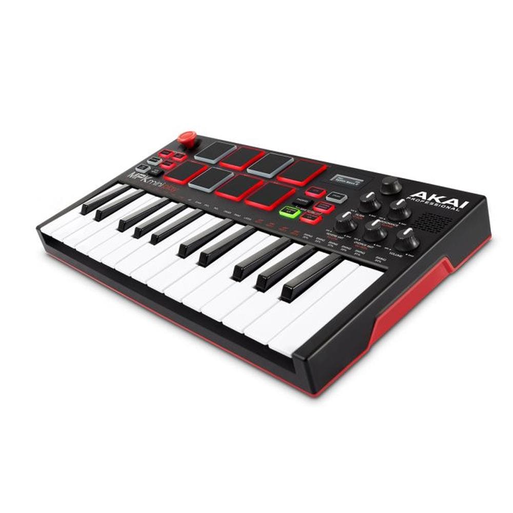 akai midi keyboards akai mpk mini play mini controller keyboard with built-in speakers with headphone, polishing cloth, gigbag & ebook