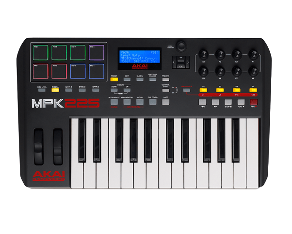 akai midi keyboards akai professional mpk225 usb/ios midi controller keyboardwith polishing cloth, gigbag & ebook