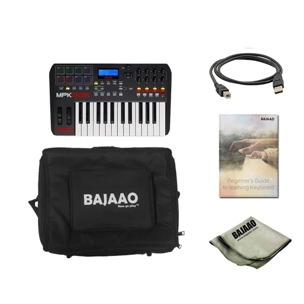 akai midi keyboards akai professional mpk225 usb/ios midi controller keyboardwith polishing cloth, gigbag & ebook