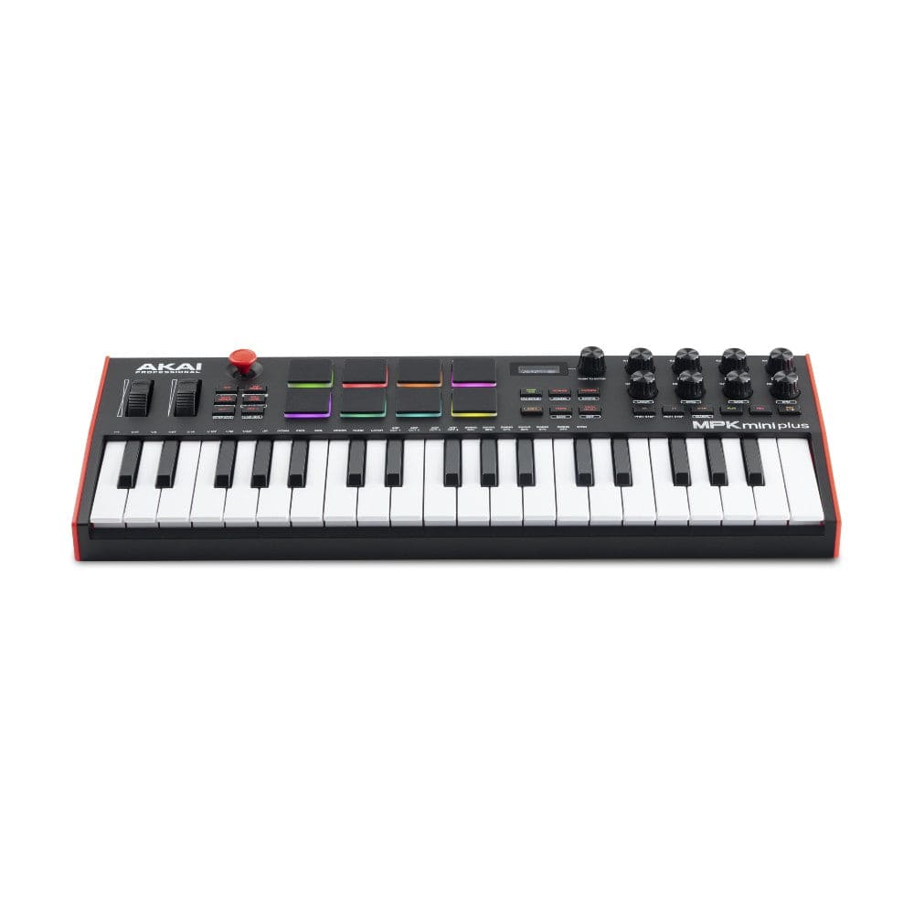 akai midi keyboards black / red akai mpk mini plus 37-key compact midi keyboard controller with mpc beats software pack #color_black---red