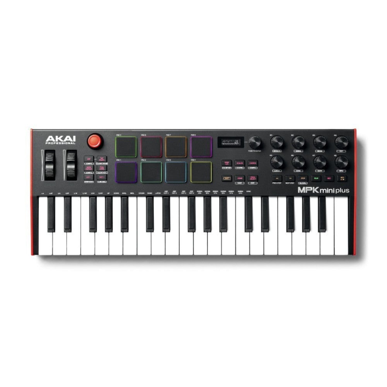 akai midi keyboards black / red akai mpk mini plus 37-key compact midi keyboard controller with mpc beats software pack #color_black---red