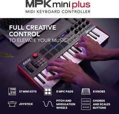 Akai Midi Keyboards Black / Red Akai MPK Mini Plus 37-Key Compact Midi Keyboard Controller with MPC Beats Software Pack