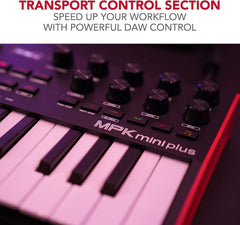 Akai Midi Keyboards Black / Red Akai MPK Mini Plus 37-Key Compact Midi Keyboard Controller with MPC Beats Software Pack