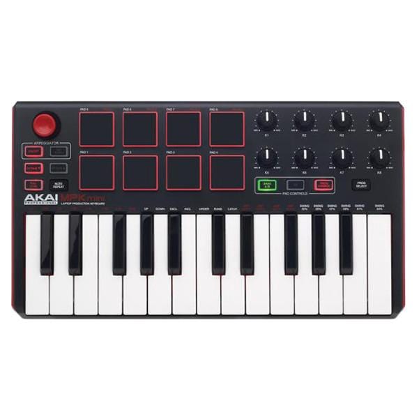 akai midi keyboards mk2 / black/red akai mpk mini mk2 compact midi keyboard and pad midi controller #generation_mk2,color_black-red