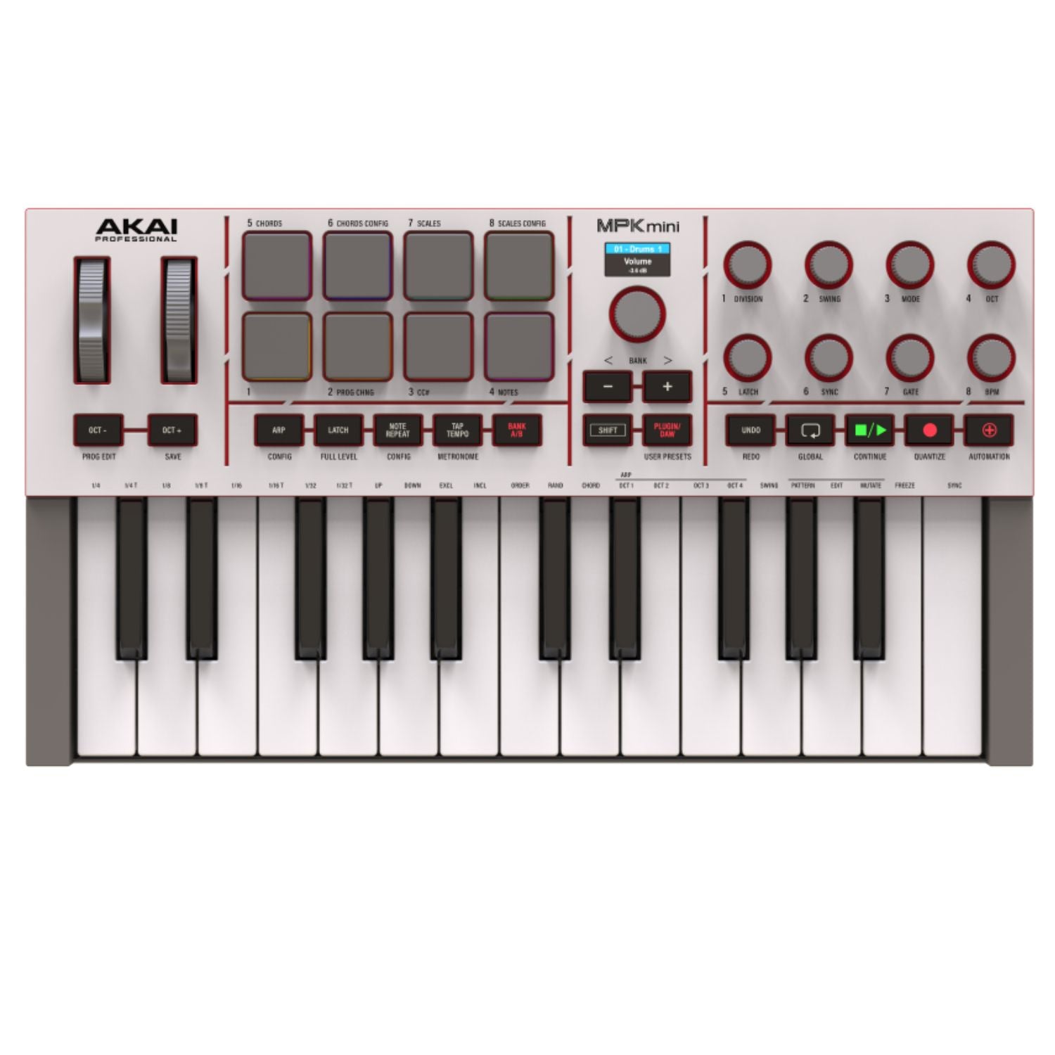 Akai Midi Keyboards MK4 / Grey/White Akai MPK MINI Compact MIDI Keyboard and Pad Controller #generation_mk4,color_grey-and-white