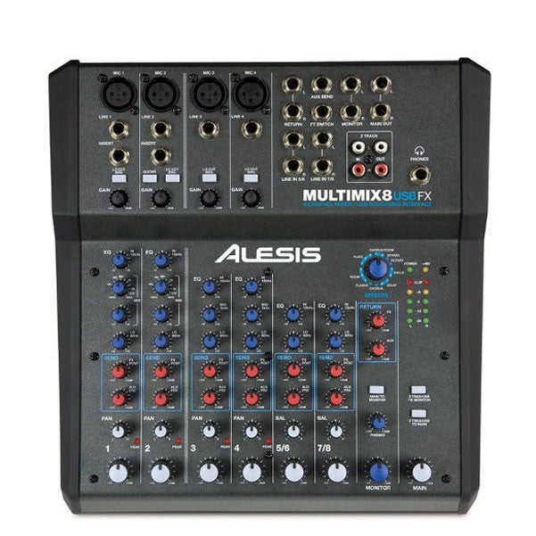 alesis analog mixers alesis multimix 8 usb fx 8-channel mixer with effects & usb interface