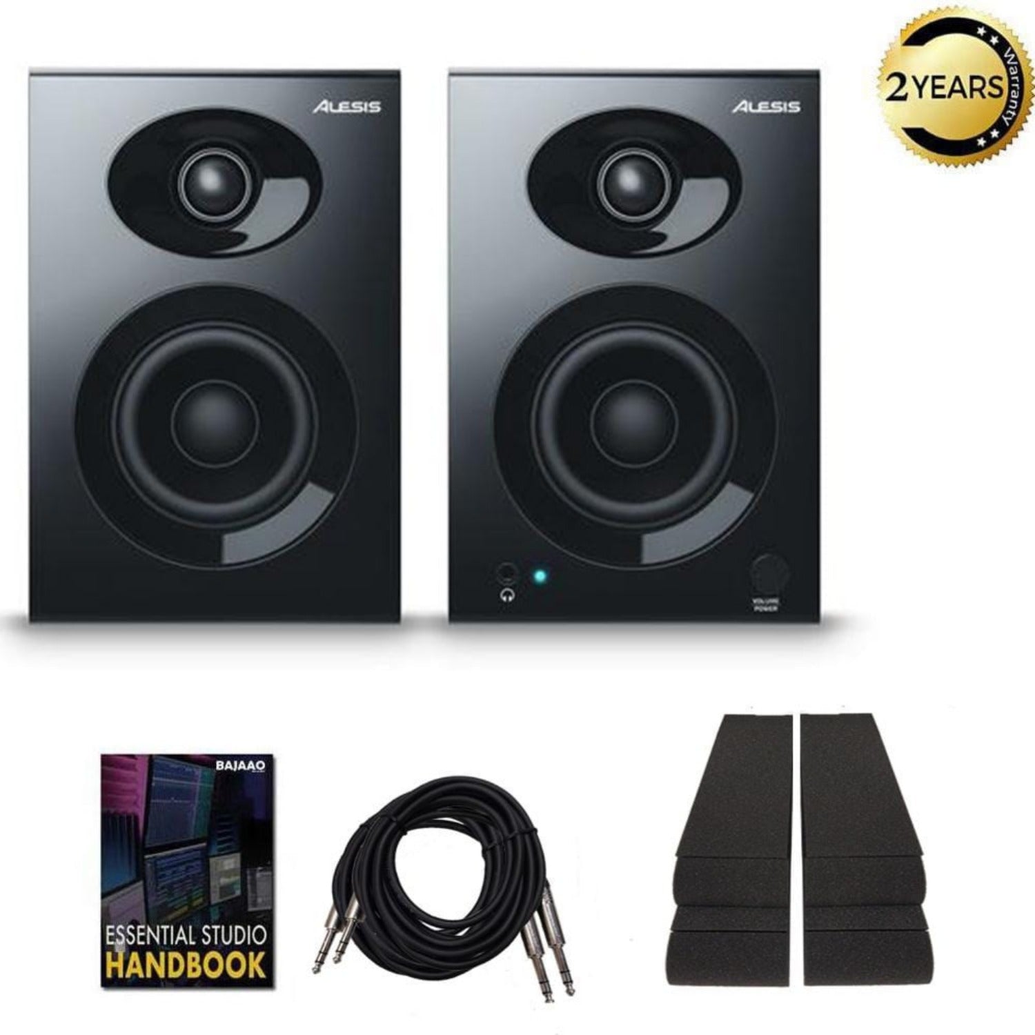 Alesis Monitor Speaker Bundles Alesis Elevate 3 MKII Monitors Speakers with Isolation Pads, Cables and Ebook - Pair