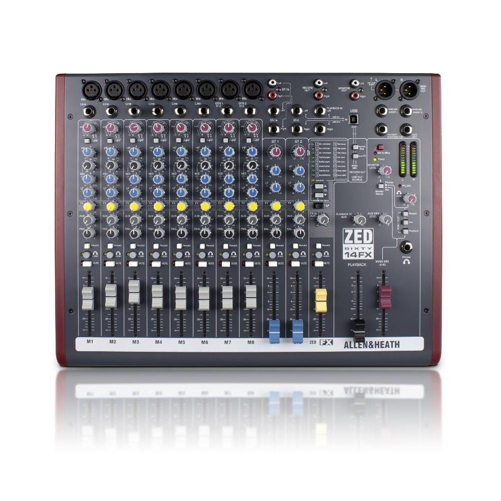 allen & heath analog mixers allen & heath zed60-14fx 8 mic/line inputs multipurpose mixer