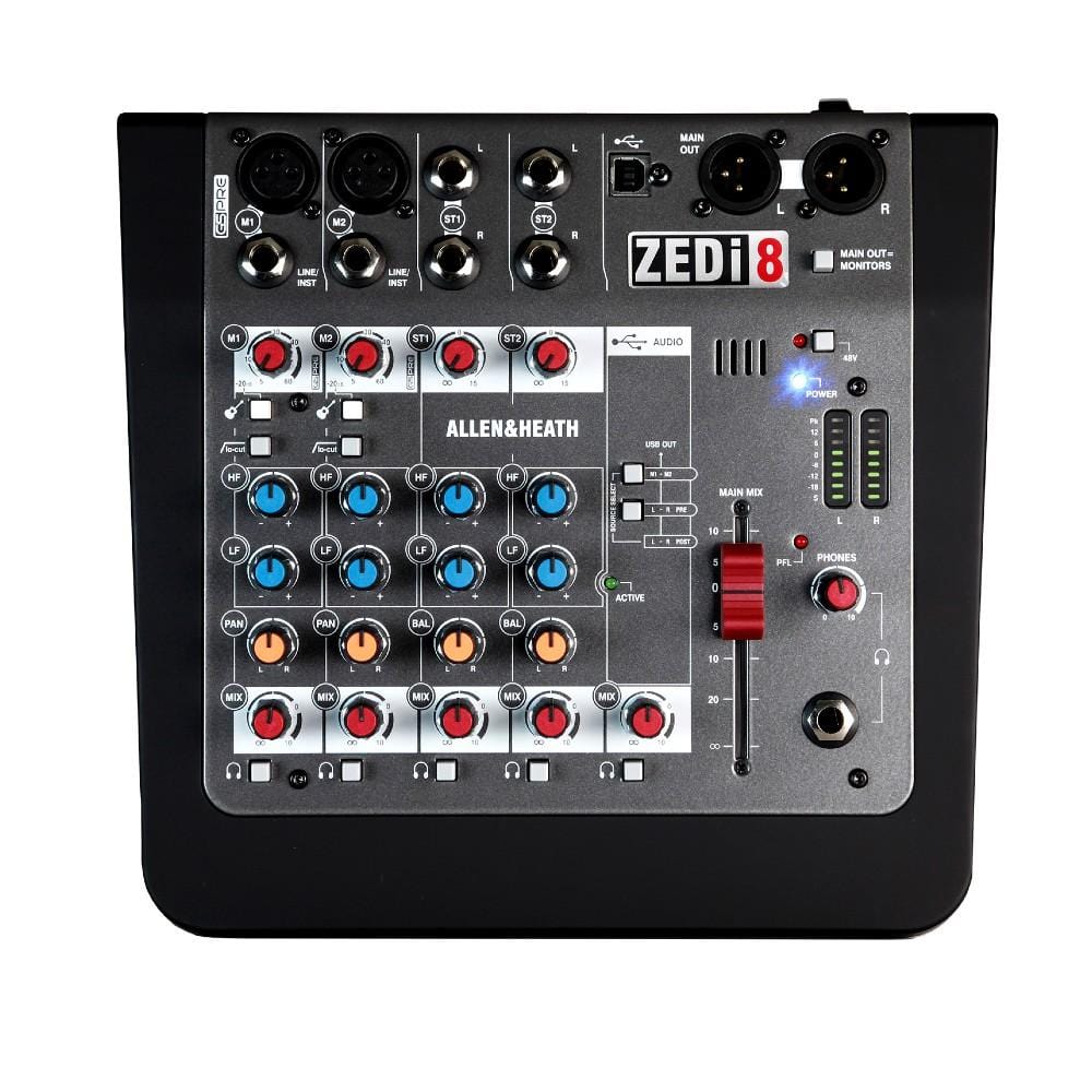 allen & heath analog mixers allen & heath zedi 8 8-channel live + usb recording mixer