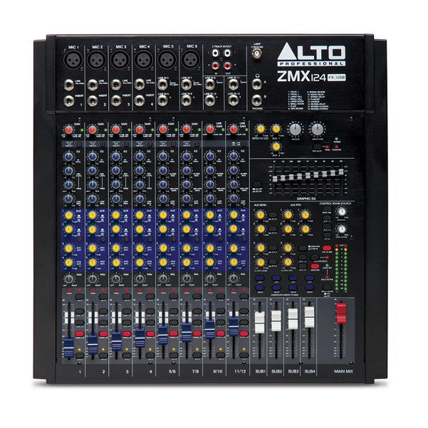 alto analog mixers alto zmx 124 fx usb 12-channel mixer with effects and usb interface