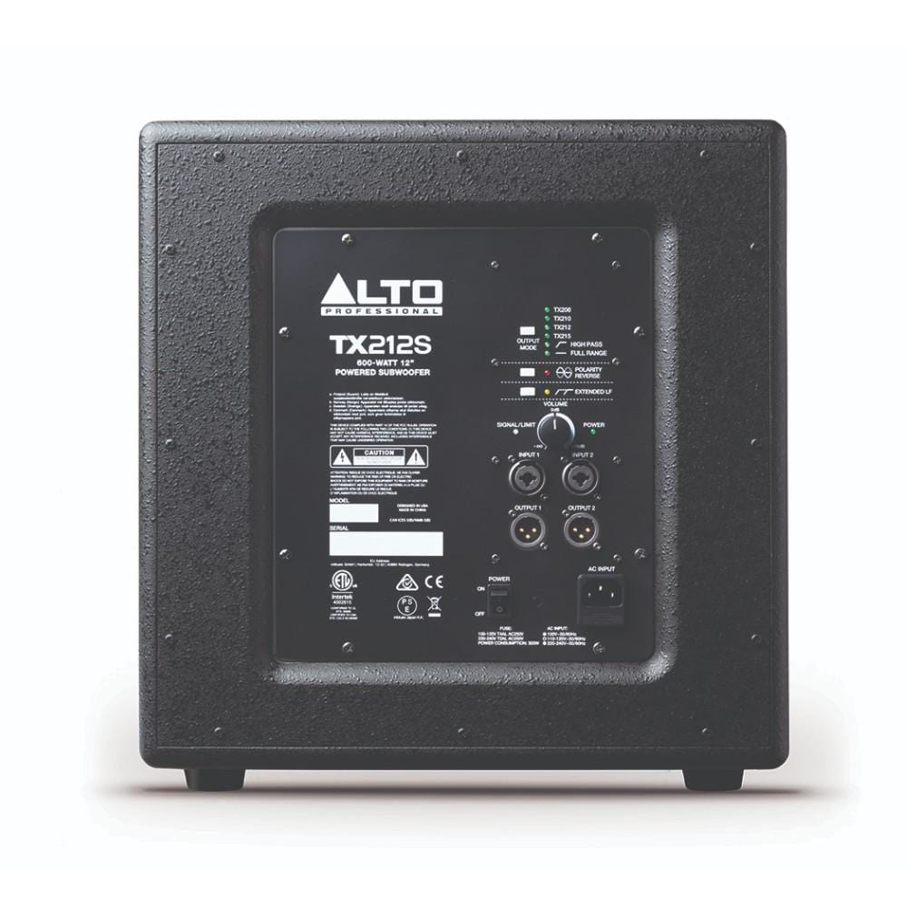 alto subwoofers alto tx 212s 12 inch 900w rugged dynamic subwoofer- black