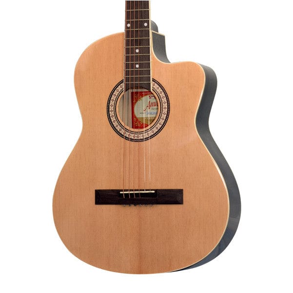 amaze acoustic guitars amaze aw39c-201 acoustic guitar - natural