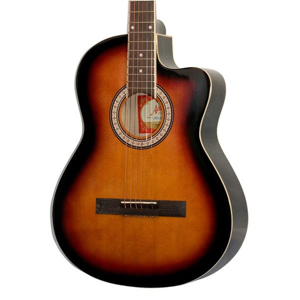 amaze acoustic guitars amaze aw39c-201 acoustic guitar - sunburst
