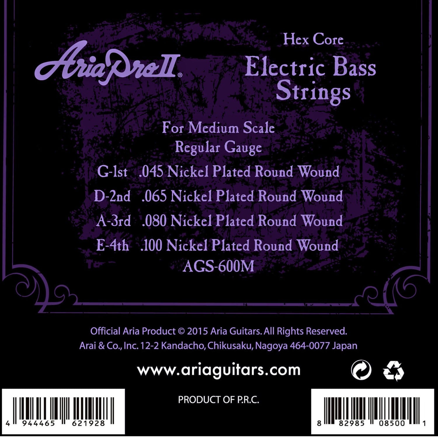 Aria Bass Guitar Strings Aria AGS Nickel Plated Round Wound Bass Guitar String