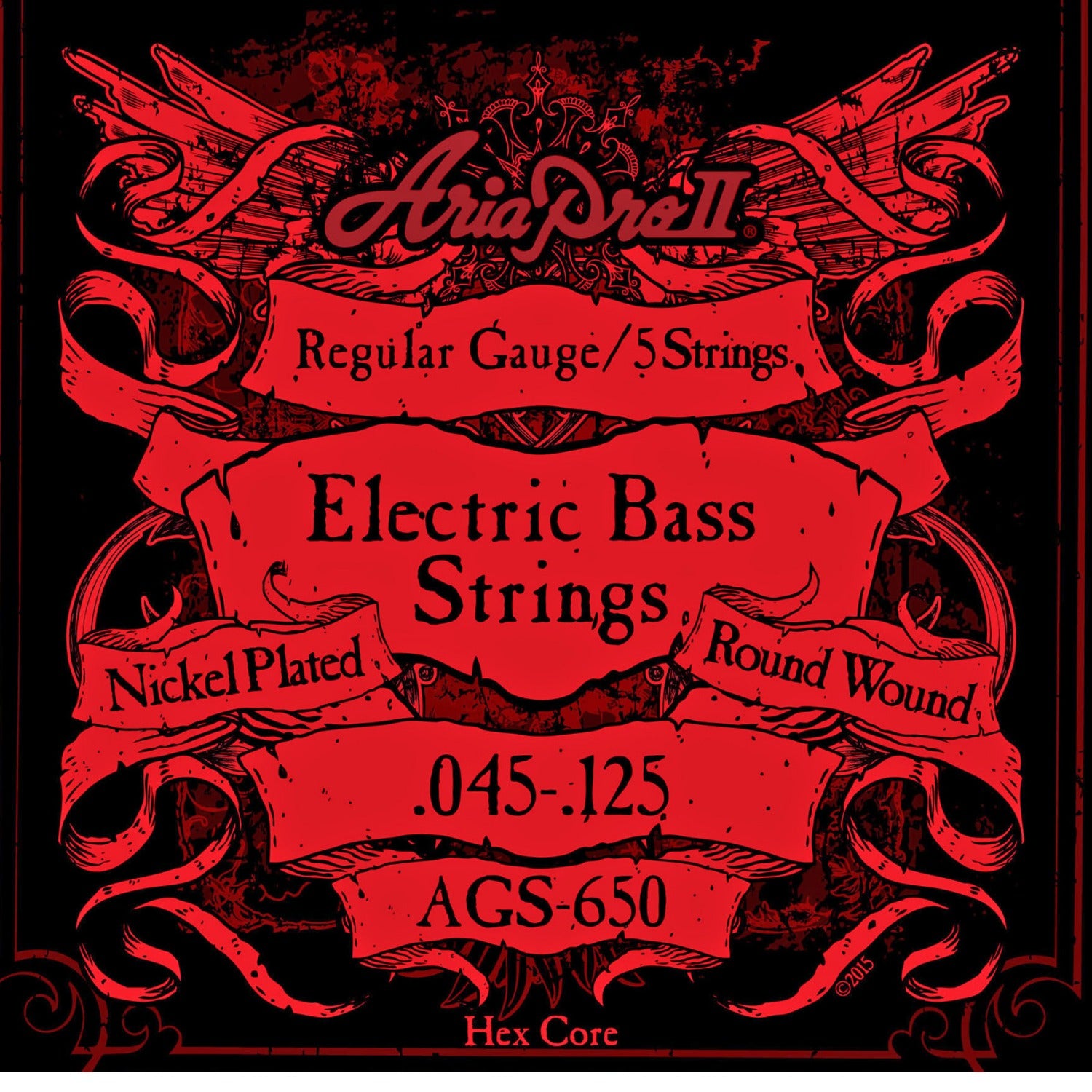 Aria Bass Guitar Strings Long Scale 5 Strings - 45-125 Aria AGS Nickel Plated Round Wound Bass Guitar String