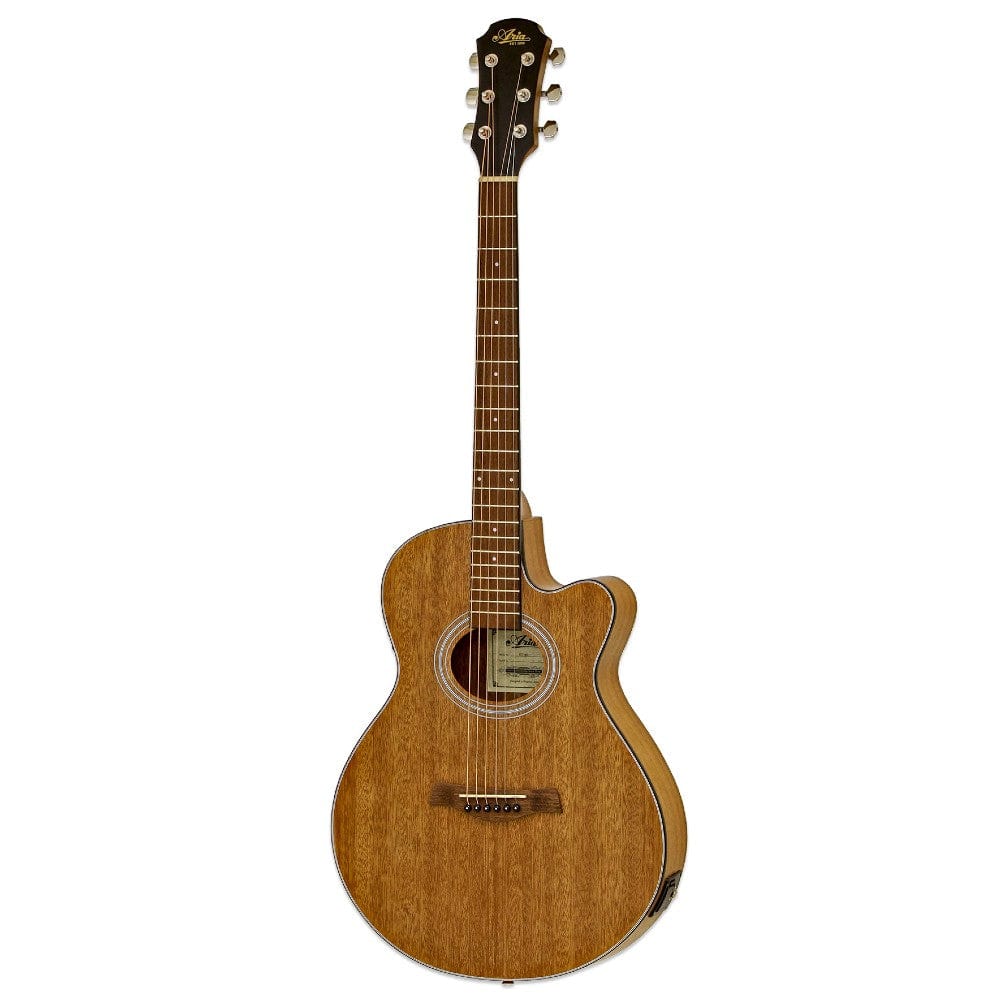 aria electro acoustic guitars aria fet m1 cutaway electro acoustic guitar with 4 band eq + tuner - natural