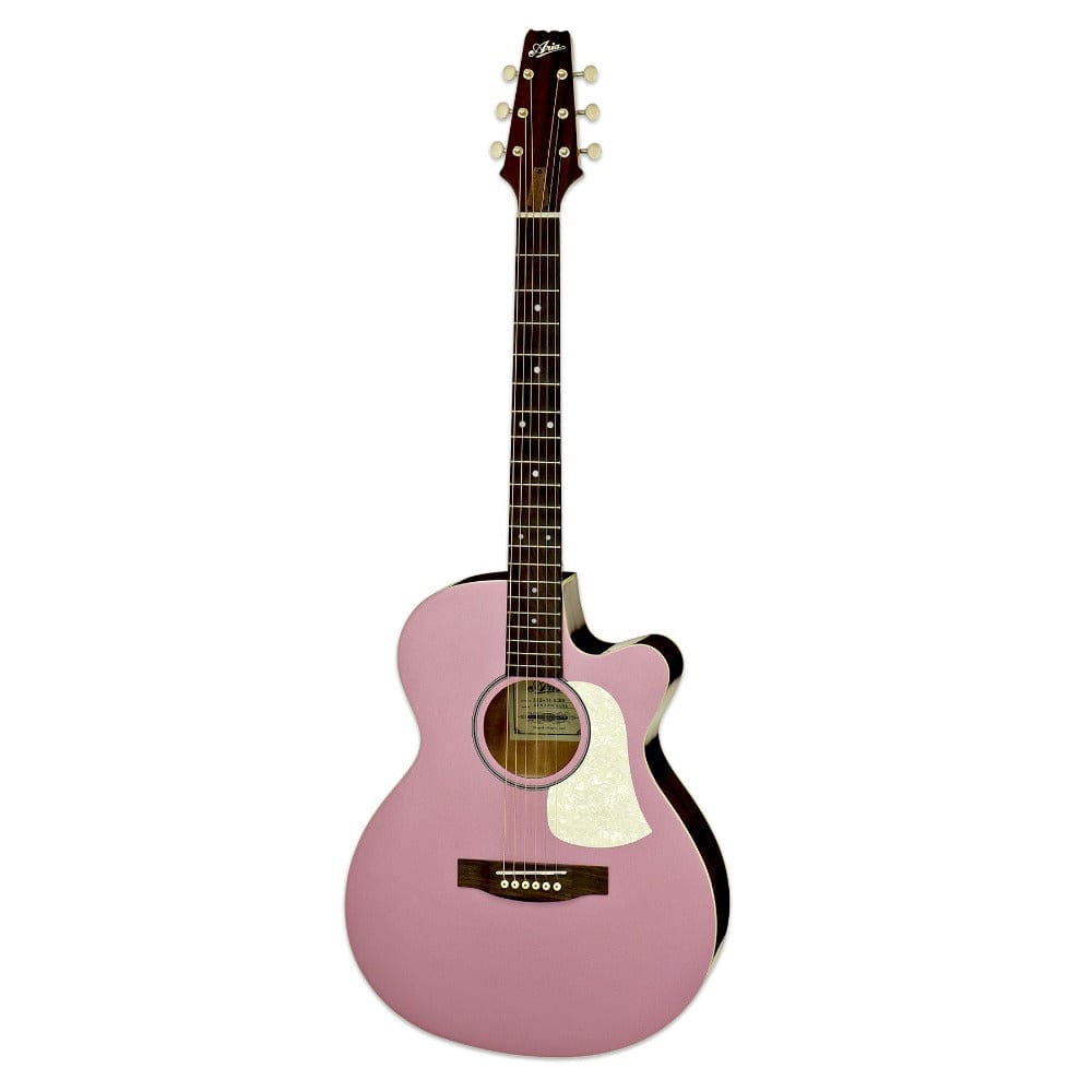 aria electro acoustic guitars misty rose aria fet-r1 6 string electro acoustic guitar #color_misty-rose