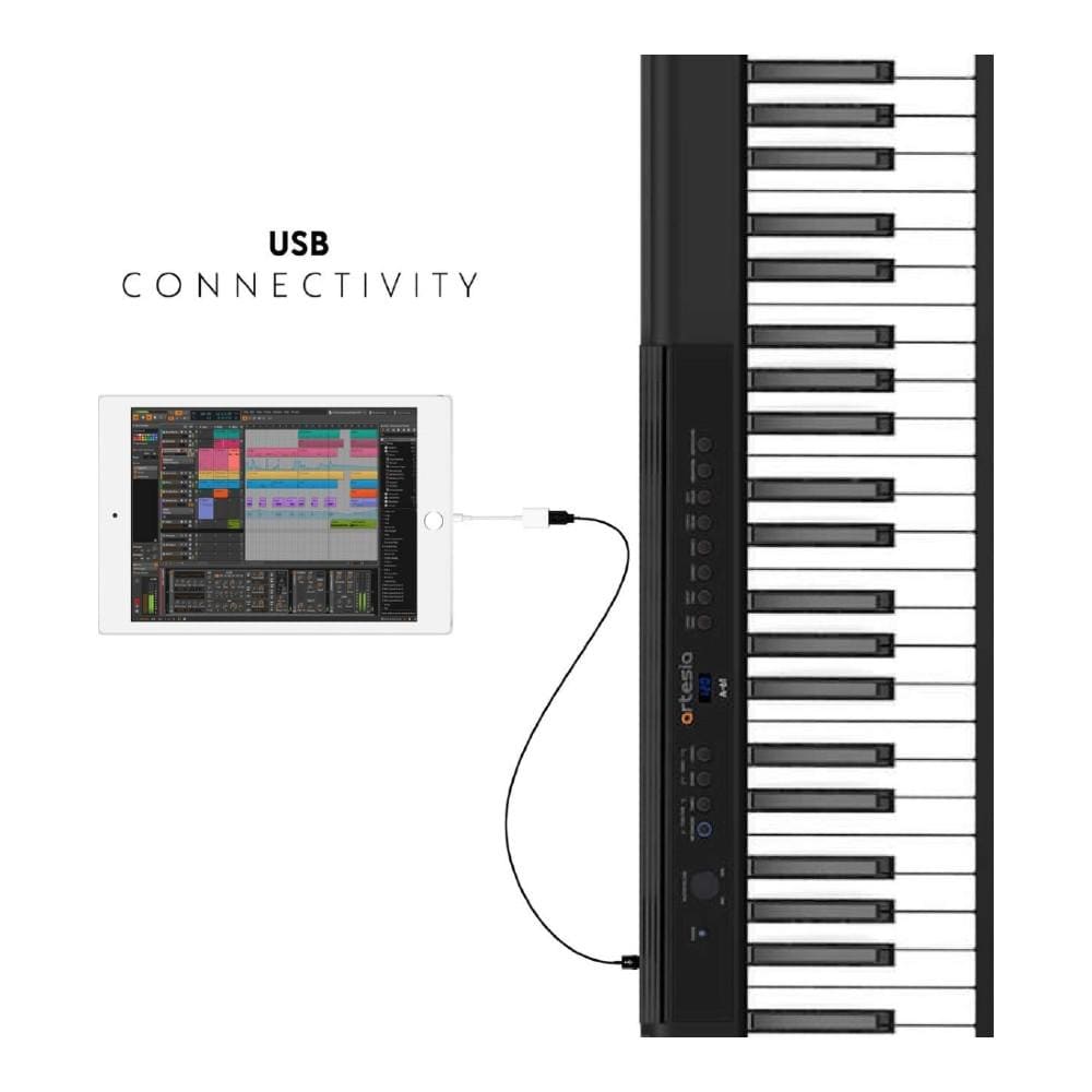 artesia digital pianos artesia a-61 61-key digital piano- black