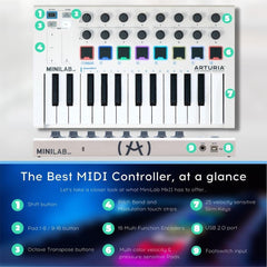 Arturia Midi Keyboards Arturia Minilab 3 25-Note Velocity Sensitive Slim Midi Keyboard