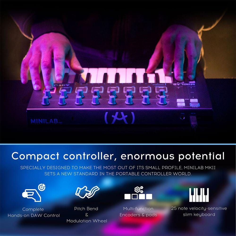 arturia midi keyboards arturia minilab 3 25-note velocity sensitive slim midi keyboard