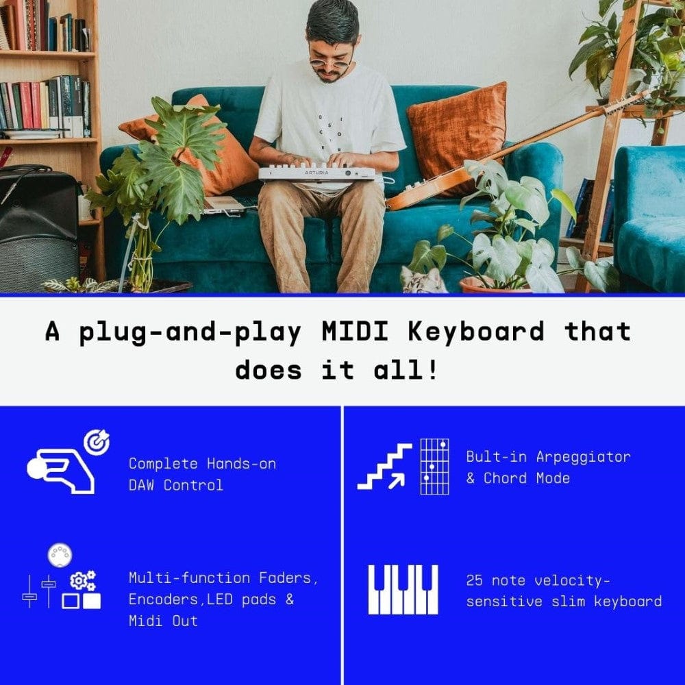arturia midi keyboards arturia minilab 3 25-note velocity sensitive slim midi keyboard