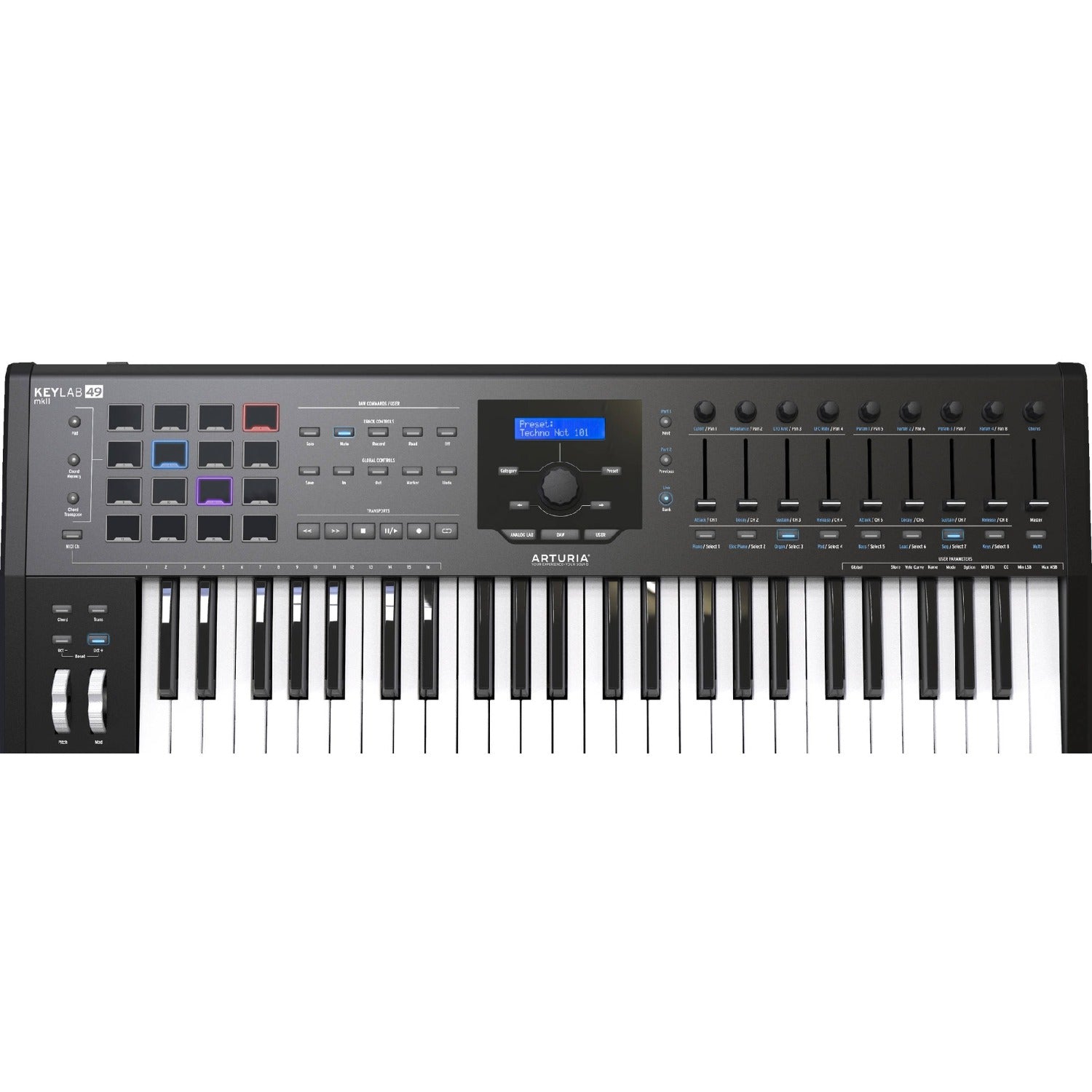 Arturia Midi Keyboards Black Arturia Keylab 49 MKII Midi Keyboard Controller with VC9 Software Bundle