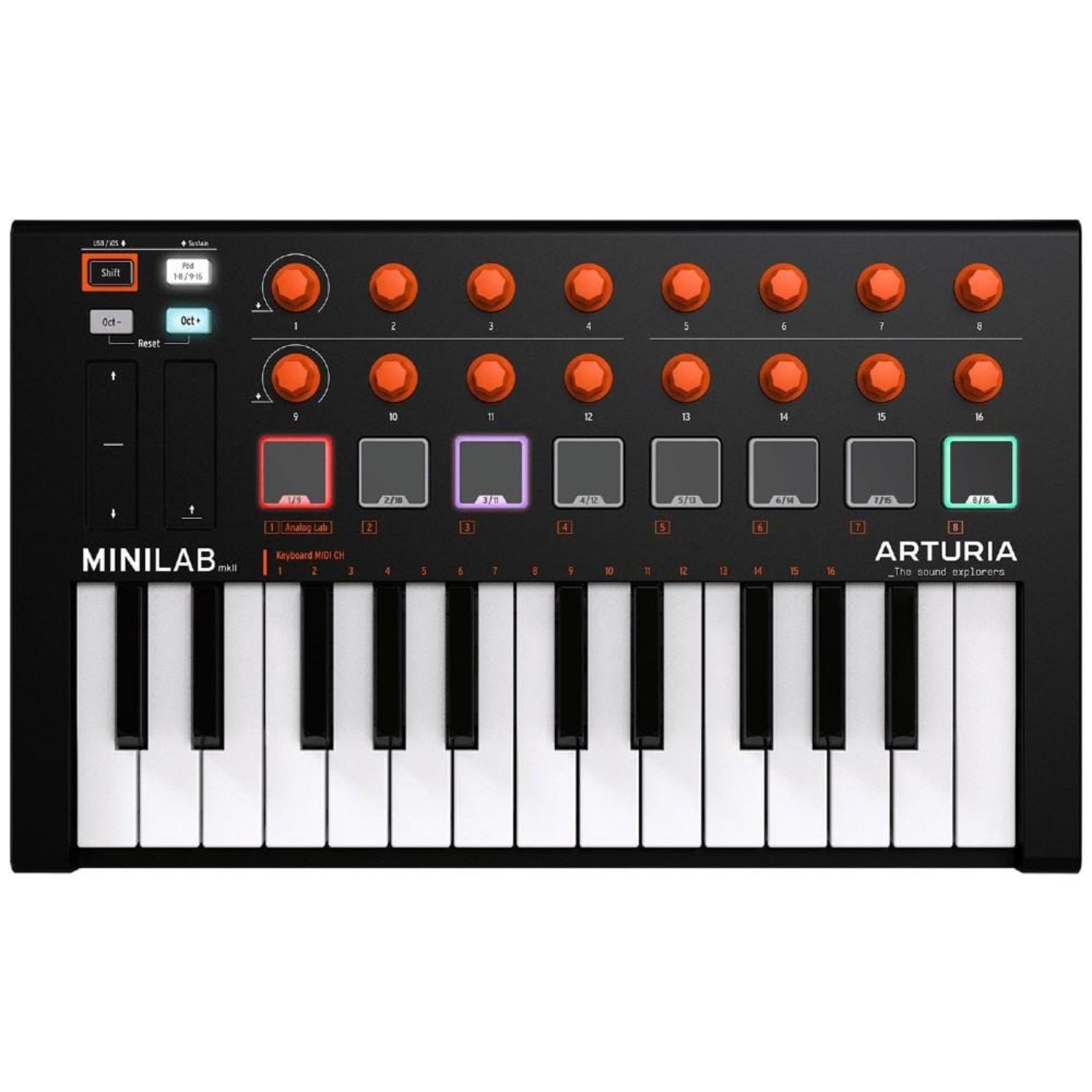 arturia midi keyboards orange edition / mkii arturia minilab 3 25-note velocity sensitive slim midi keyboard