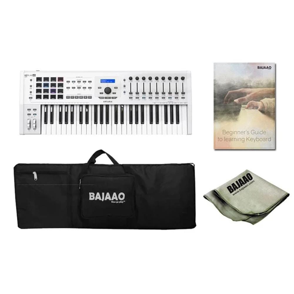 arturia midi keyboards white arturia keylab 49 mkii midi keyboard controller with gigbag, polishing cloth& ebook