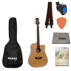 Ashton Acoustic Guitars BUNDLE Ashton D20C NTM Dreadnought Cutaway Acoustic Guitar - Natural Matte