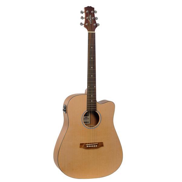 ashton electro acoustic guitars ashton d20ceq ntm dreadnought cutaway electro acoustic guitar with bag - natural matte