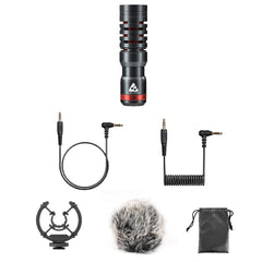 Audio Array Condenser Microphones Black Audio Array AM-C14 Omnidirectional Condenser Shotgun Microphone with 3.5mm Connector with Battery for DSLR & Smartphone