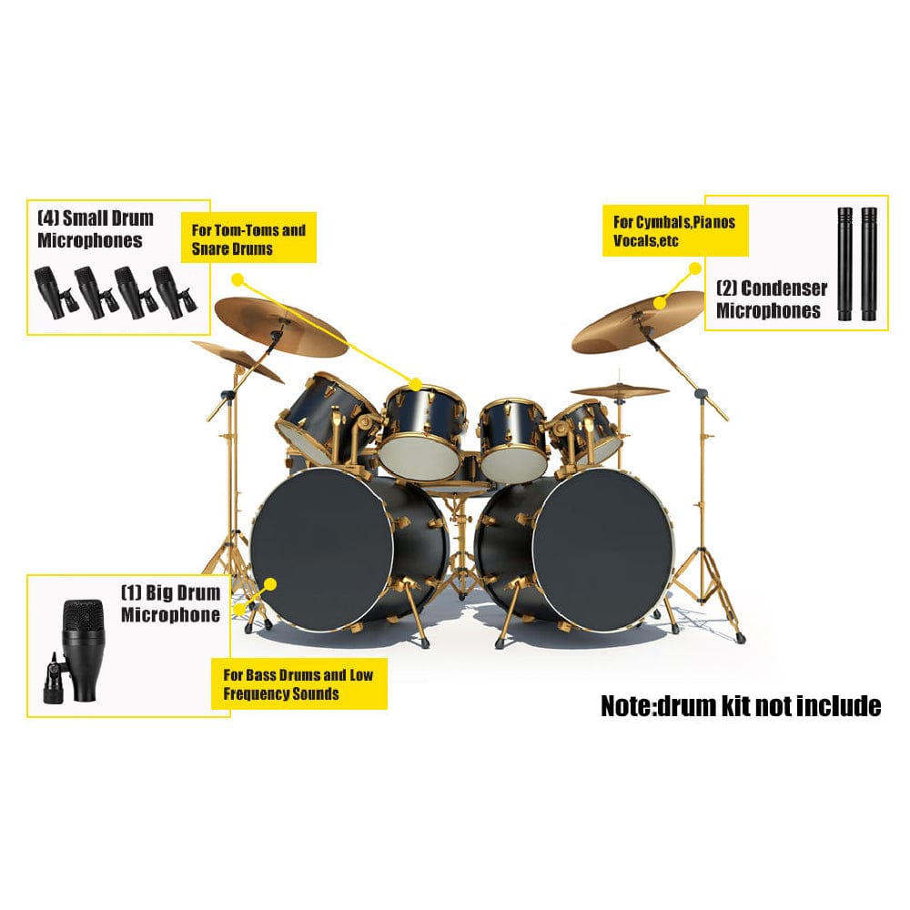 Audio Array Drumkit Microphones Black Audio Array AM-K3 Wired Microphone Drum Kit