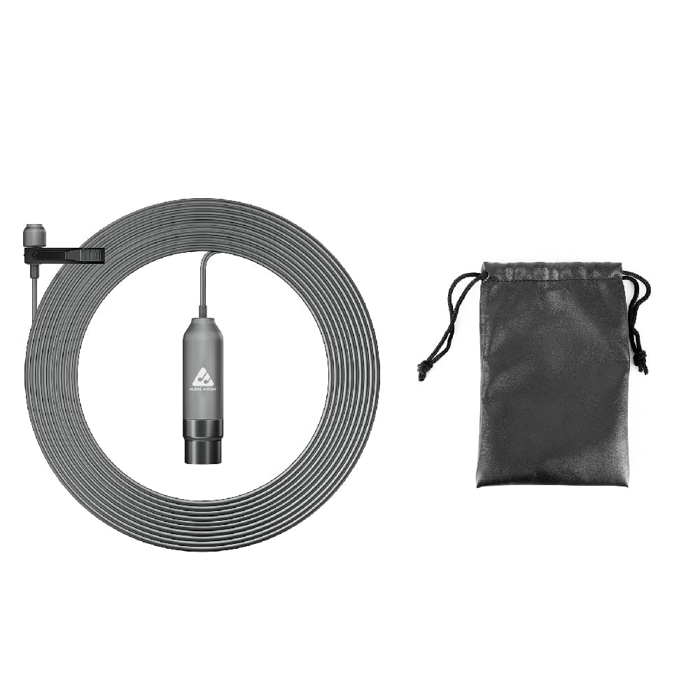 audio array lavalier microphones black audio array am-c15 all metal condenser collar microphone with xlr audio connector with battery for dslr & smartphone