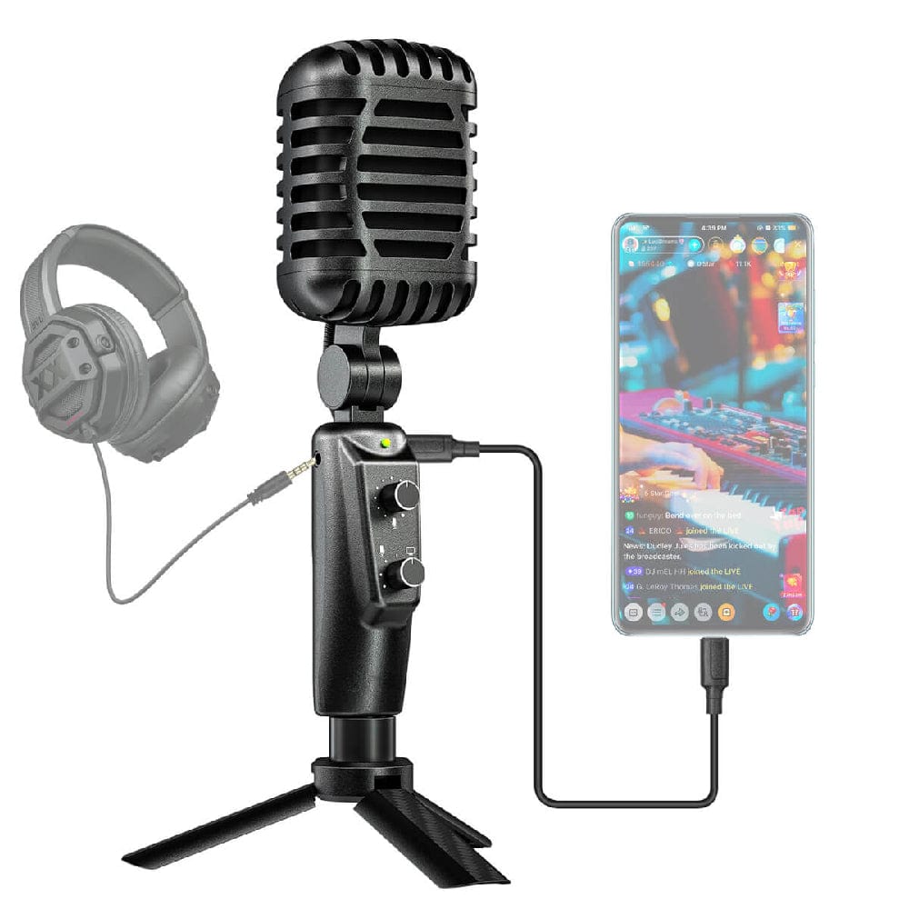 audio array usb microphones black audio array am-c24 usb plug & play retro microphone kit