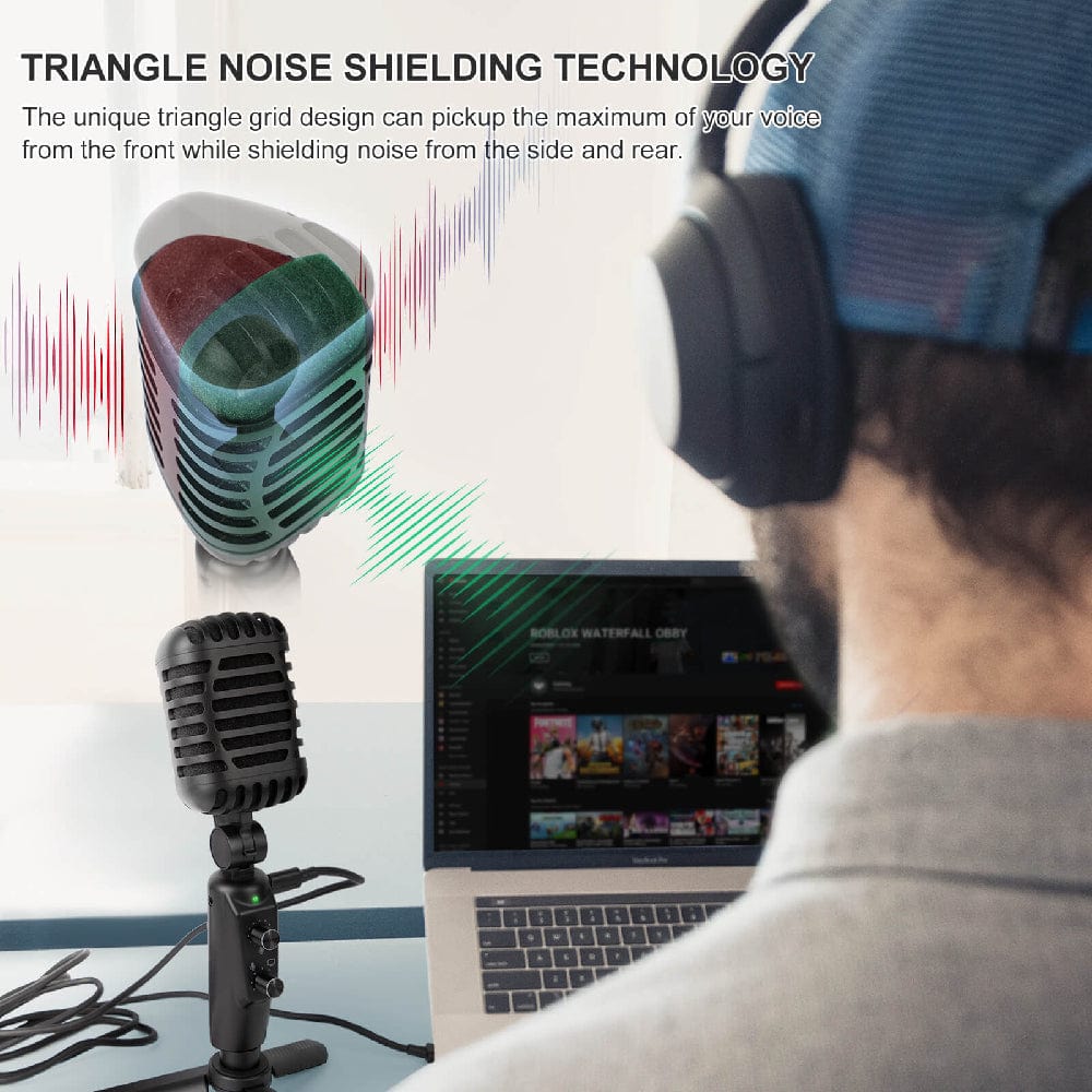 audio array usb microphones black audio array am-c24 usb plug & play retro microphone kit