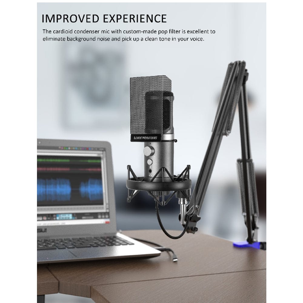 audio array usb microphones black audio array am-c25 usb condenser microphone with microphone stand & pop filter
