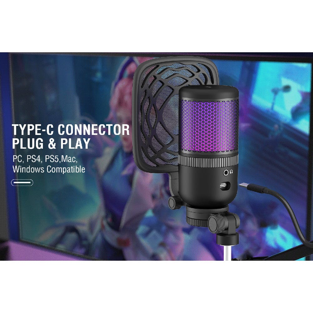audio array usb microphones black audio array am-c26 anti interference metal tube rgb usb microphone