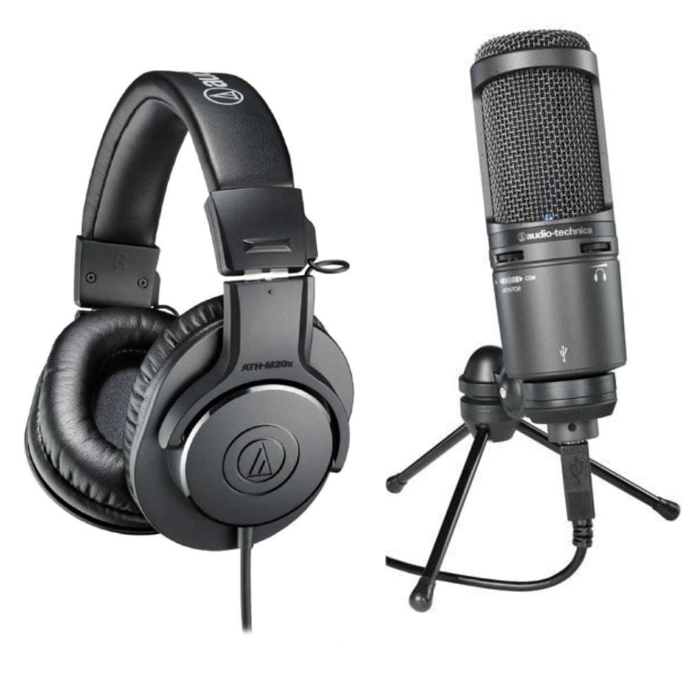audio-technica condenser microphones audio-technica home creation bundle with at2020 usb plus cardioid condenser usb microphone & ath-m20x headphone