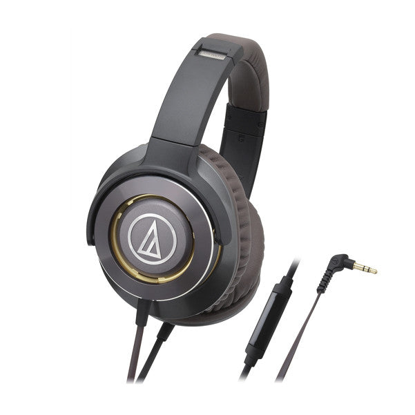 audio-technica headphones gun metal audio-technica ath-ws770is solid bass over-ear headphones with in-line mic & control #color_gun-metal