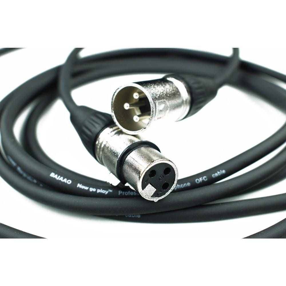 bajaao microphone cables bajaao male xlr to female xlr microphone cable - black - 3 meter - open box
